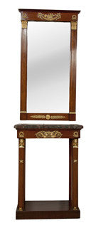 Empire Mahogany & Gilt Bronze Mounted Console with Mirror