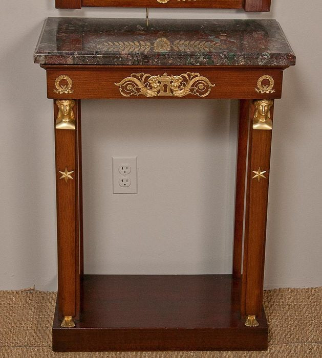 Empire Mahogany & Gilt Bronze Mounted Console with Mirror