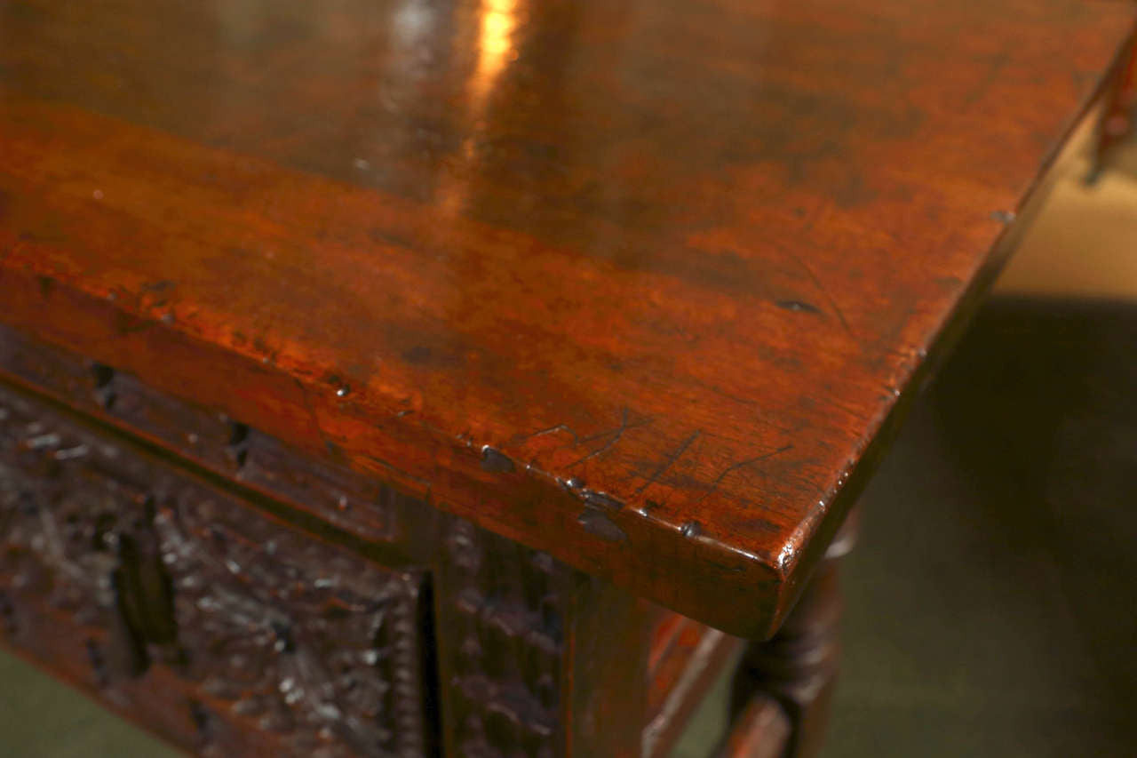 Carved Walnut Spanish Table