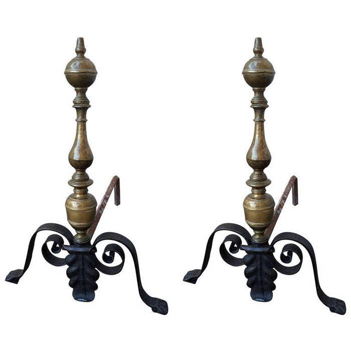 Pair Italian Baroque Andirons