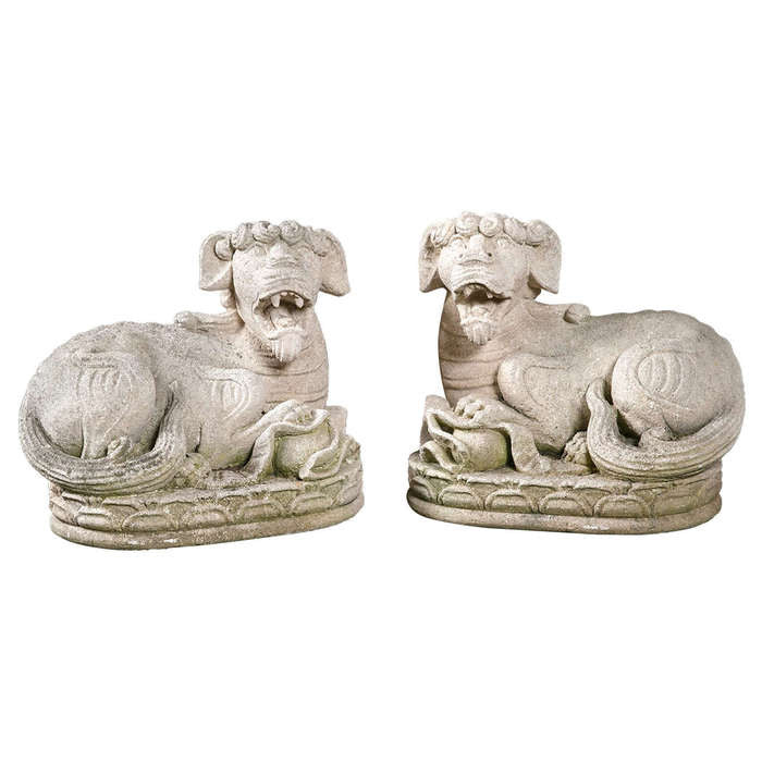 Carved Stone Foo Dogs