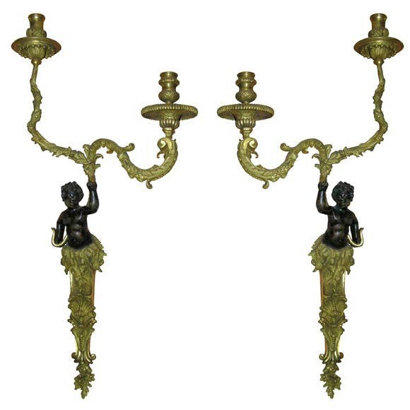 Set Of Four Regence Bronze Putti Sconces