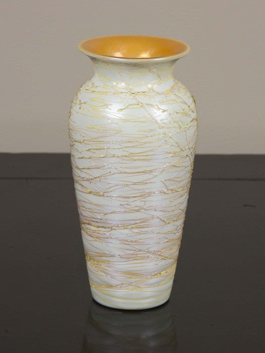 Opal White & Yellow Vase by Durand