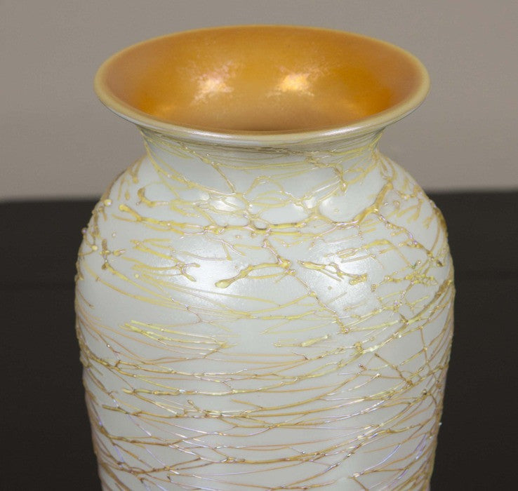 Opal White & Yellow Vase by Durand
