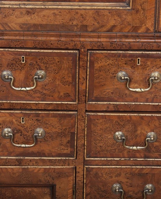 19th Century Yew Wood & Mahogany Linen Press