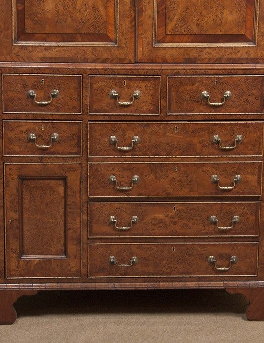 19th Century Yew Wood & Mahogany Linen Press