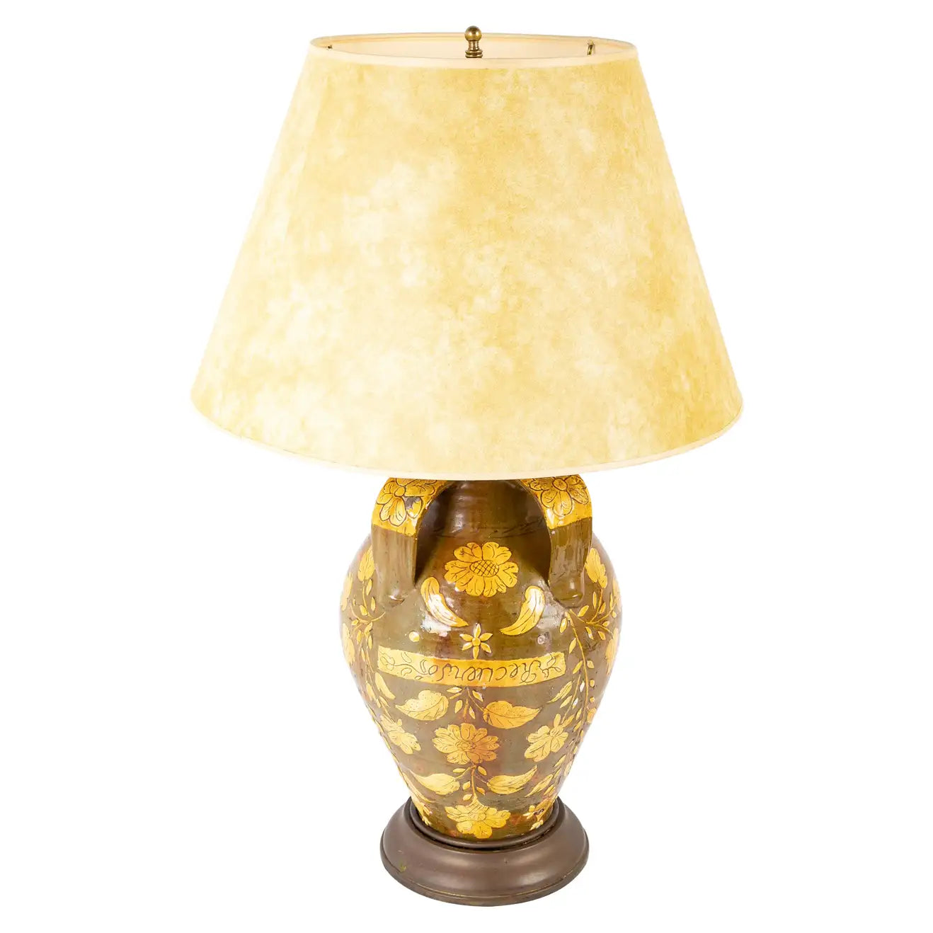 18th Century Spanish Glazed Ceramic Jar Mounted as a Table Lamp