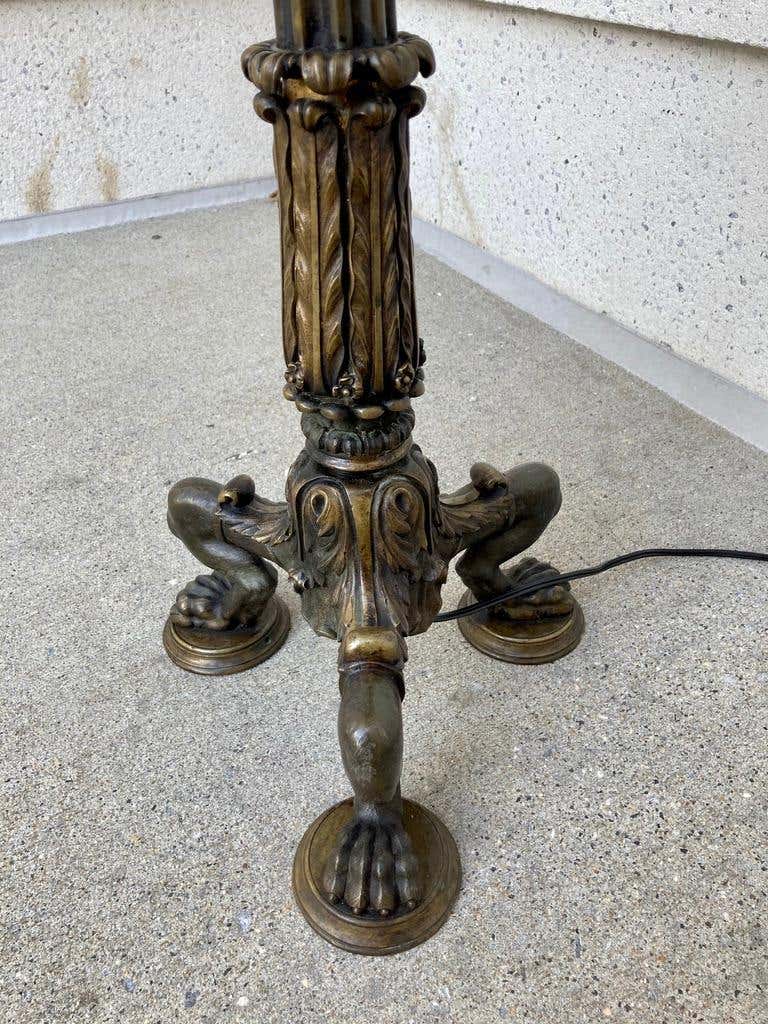 Italian Neoclassical Bronze Floor Lamp with Paw Feet