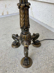 Italian Neoclassical Bronze Floor Lamp with Paw Feet