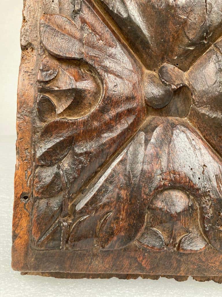 17th Century Spanish Carved Walnut Door Panel