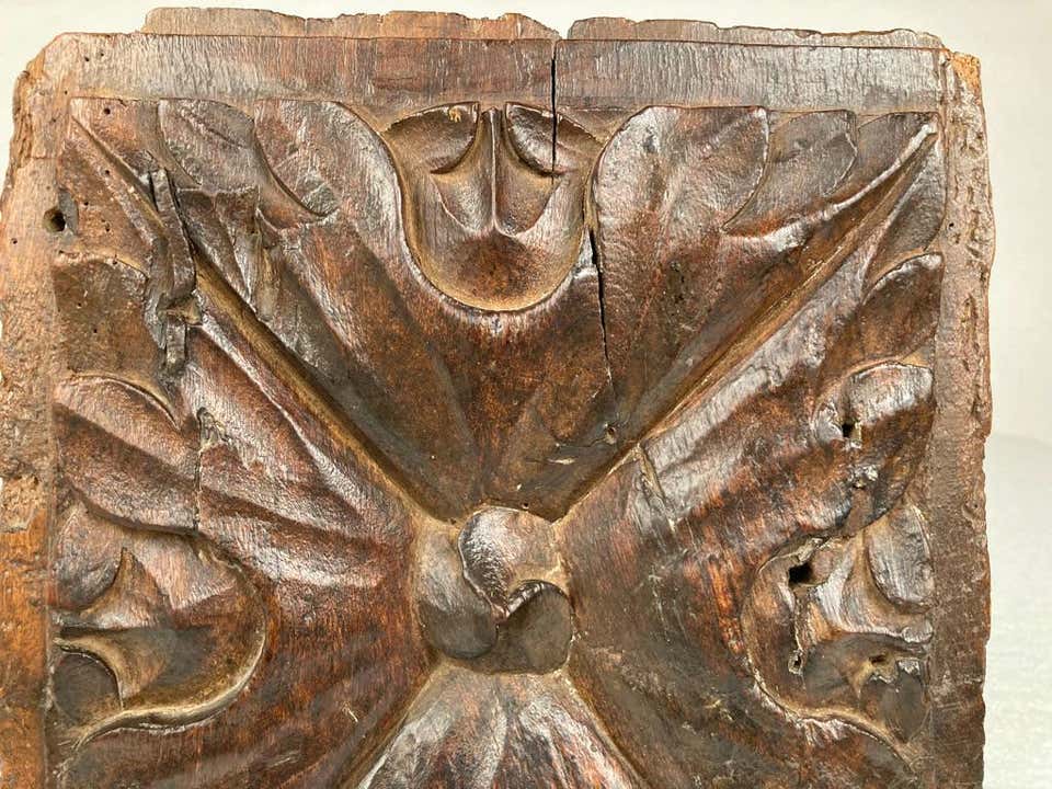 17th Century Spanish Carved Walnut Door Panel