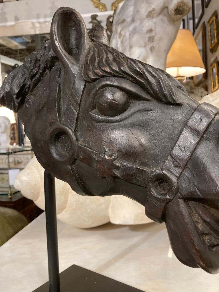 19th Century American Carved Wood Horse Head