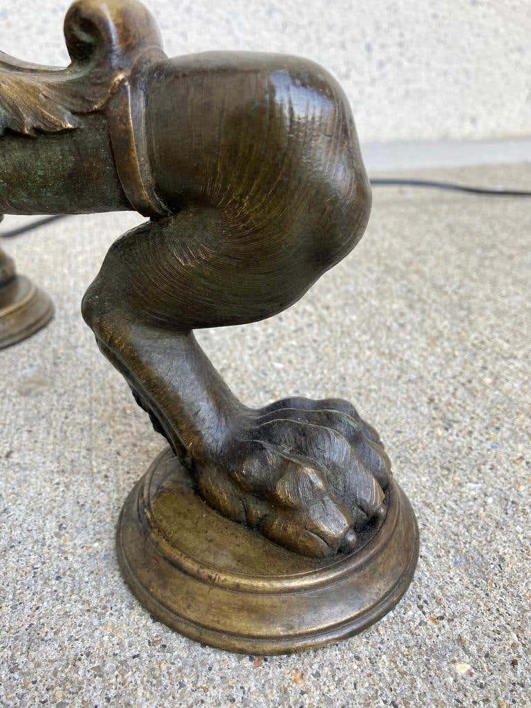 Italian Neoclassical Bronze Floor Lamp with Paw Feet