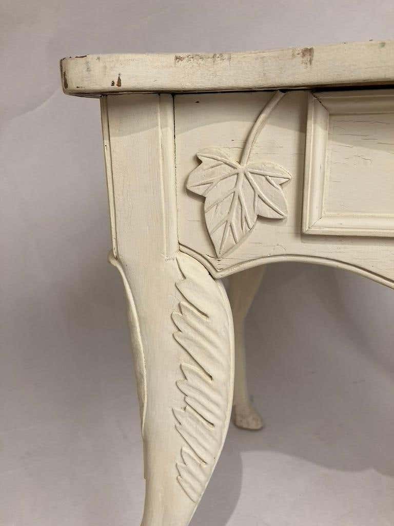 French Provincial Painted Side Table with Hoof Feet
