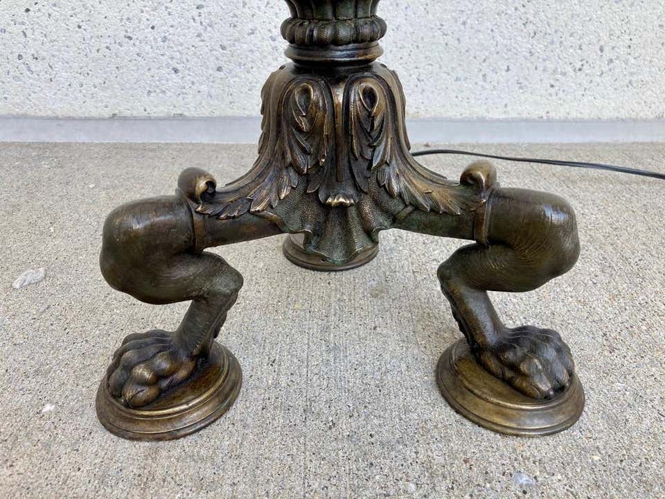 Italian Neoclassical Bronze Floor Lamp with Paw Feet