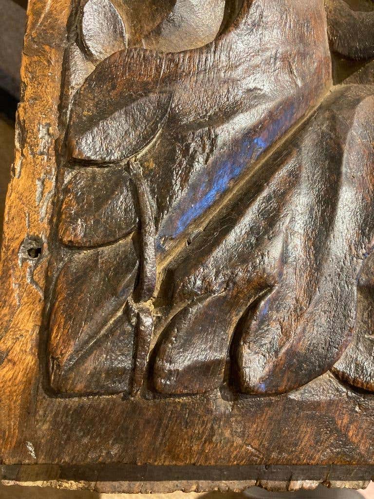17th Century Spanish Carved Walnut Door Panel