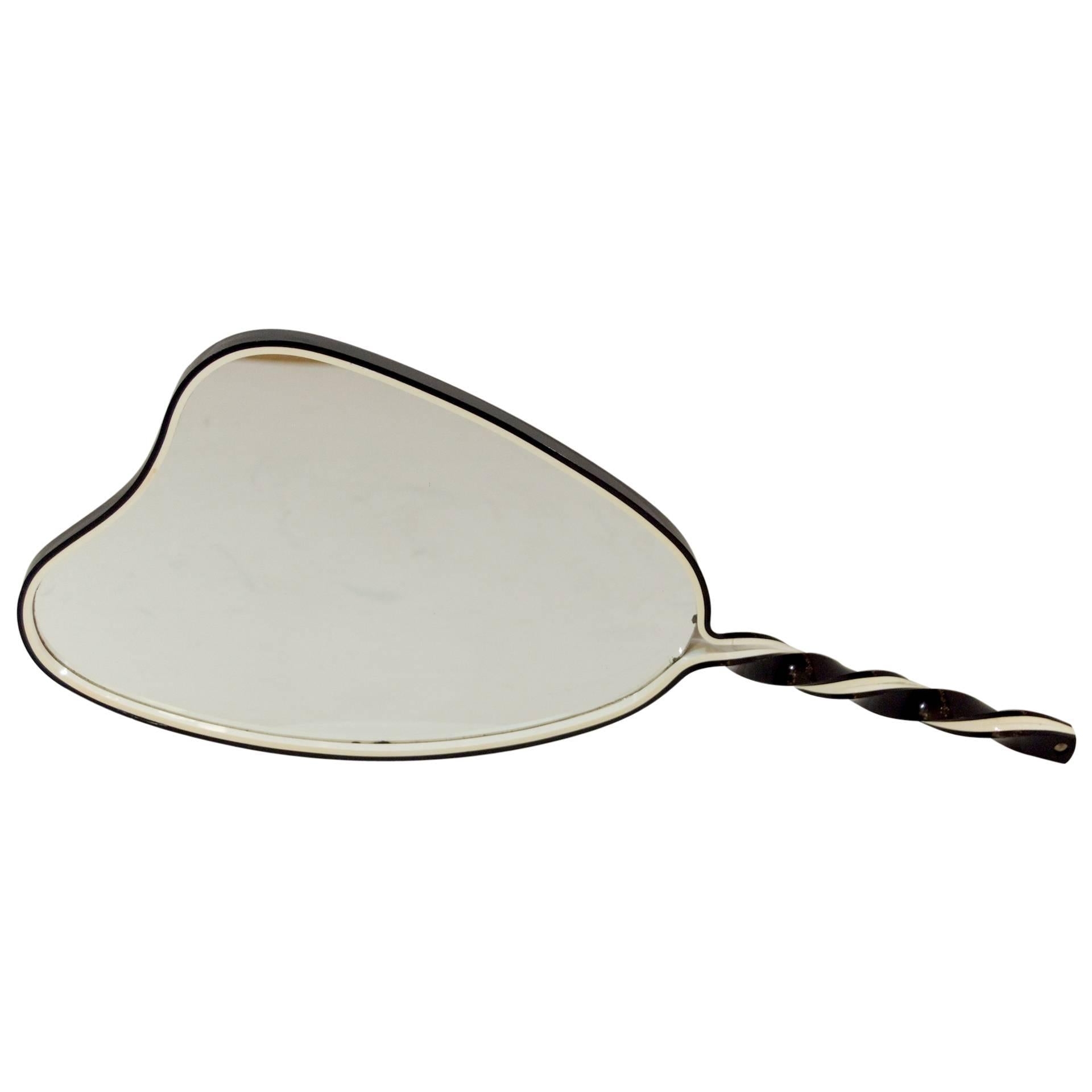 Organic Shaped Black and White Hand Mirror