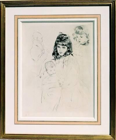 Children's Portrait by Paul Cesar Helleu (French, 1859-1927)