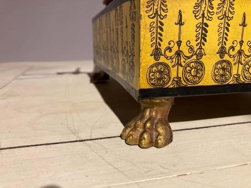 Italian Yellow Tole Obelisk Urn with Paw Feet