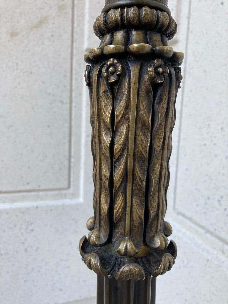 Italian Neoclassical Bronze Floor Lamp with Paw Feet