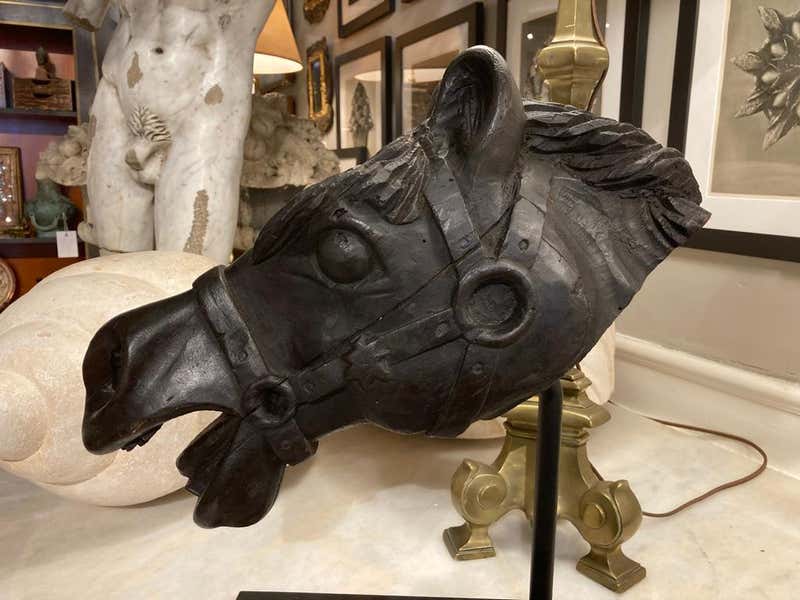 19th Century American Carved Wood Horse Head