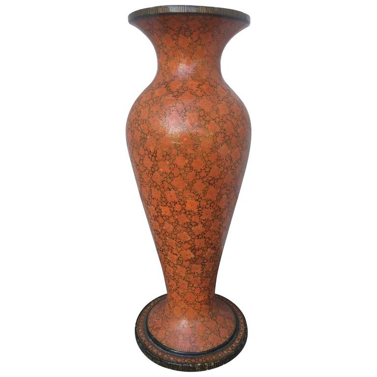 Large Scale Red Lacquer Papier Mache Urn