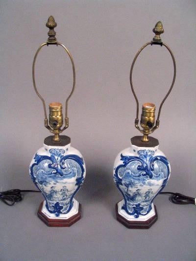 Pair of Delft Lamps