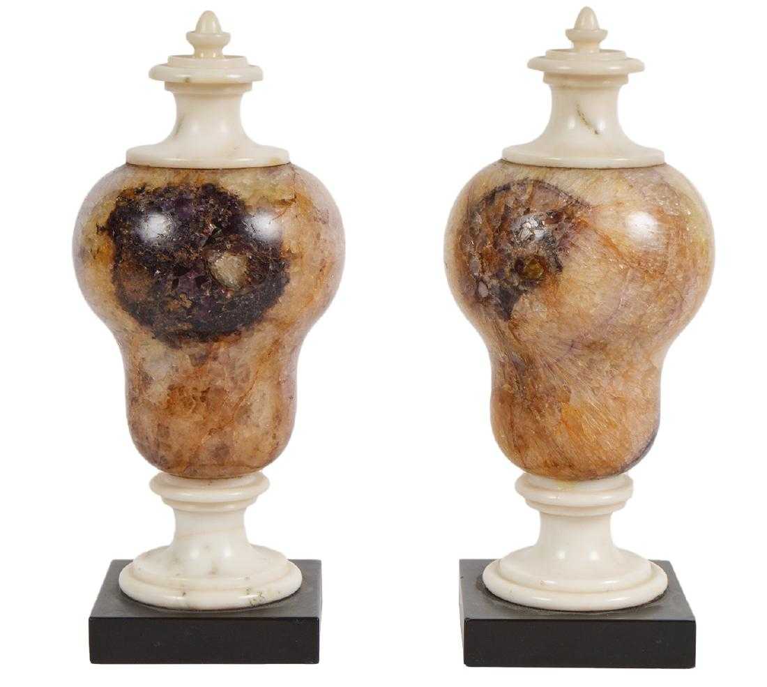 Pair of Blue John fluorspar decorative Urns