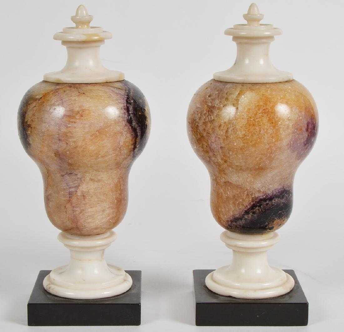 Pair of 19th Century Blue John Fluorspar Decorative Urns