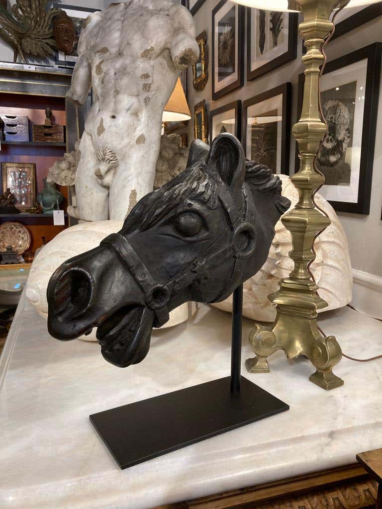 19th Century American Carved Wood Horse Head