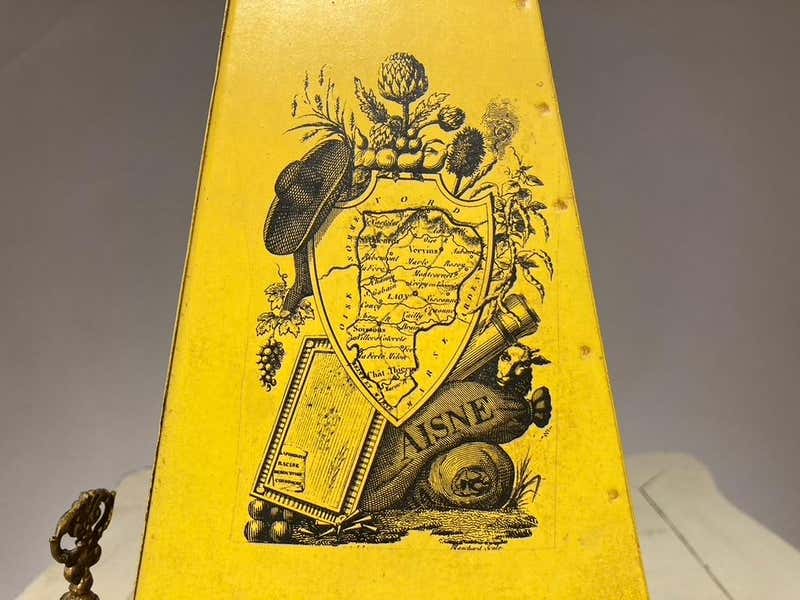 Italian Yellow Tole Obelisk Urn with Paw Feet