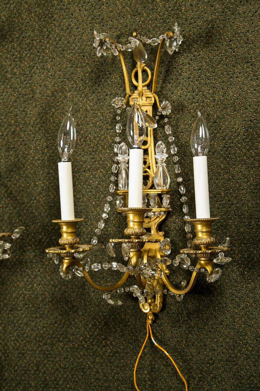 Pair of Bronze D'ore Bagues Sconces