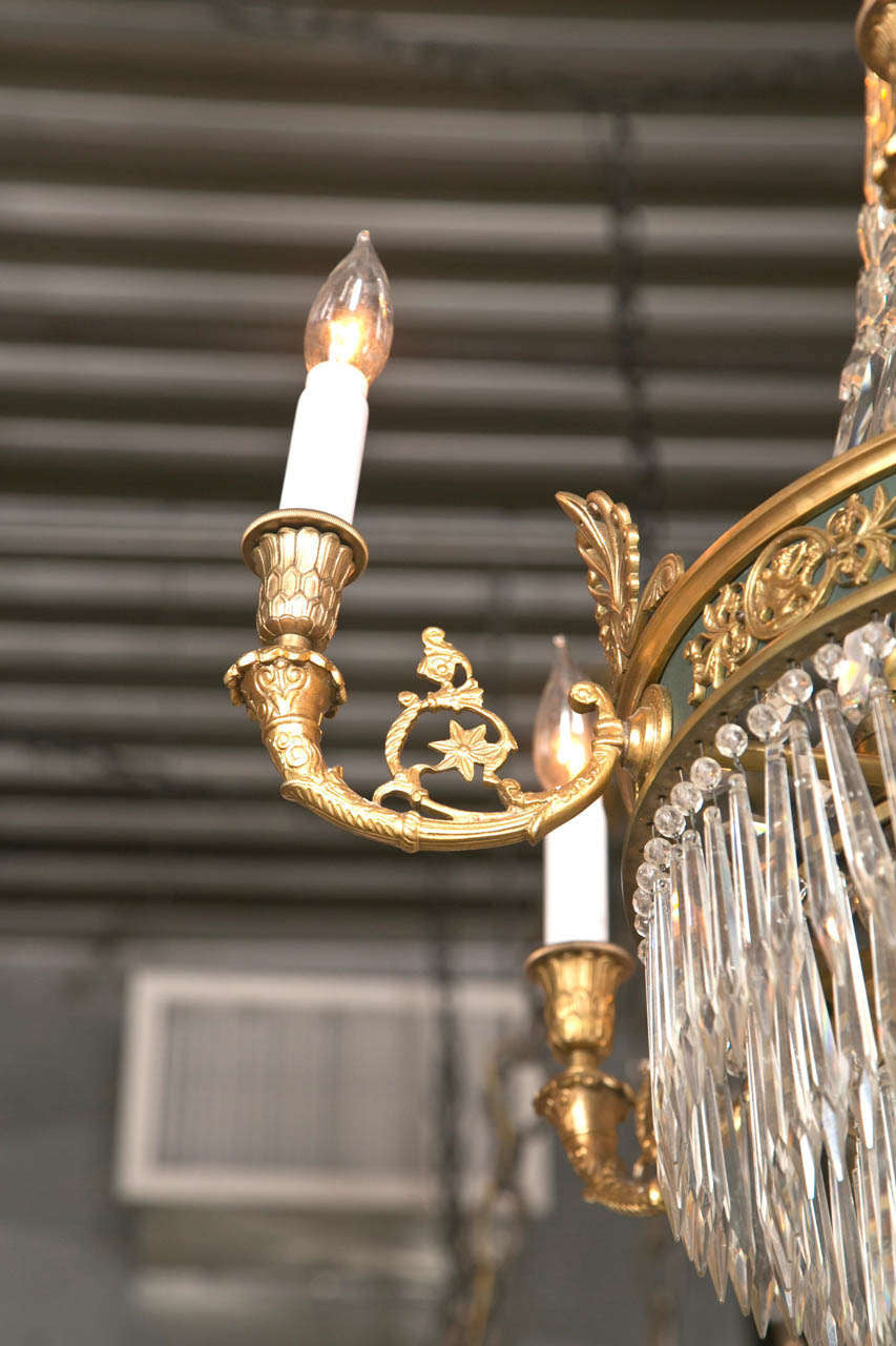 Caldwell Feather Crown Bronze & Crystal Chandelier