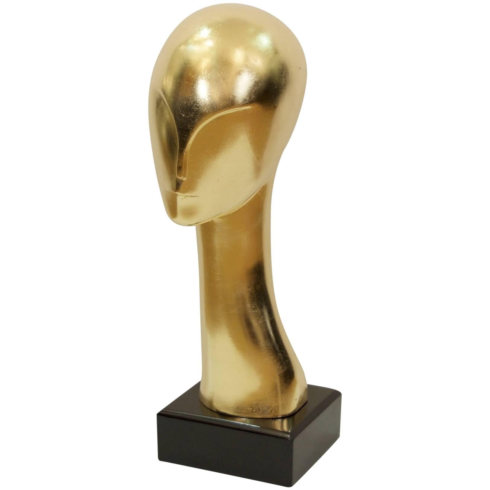 Giltwood Head Sculpture After Brancusi