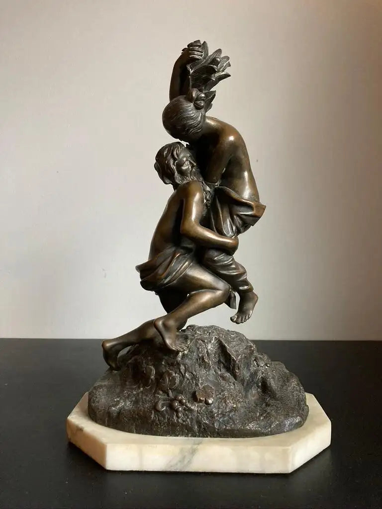 19th Century German Bronze Group on Marble Plinth
