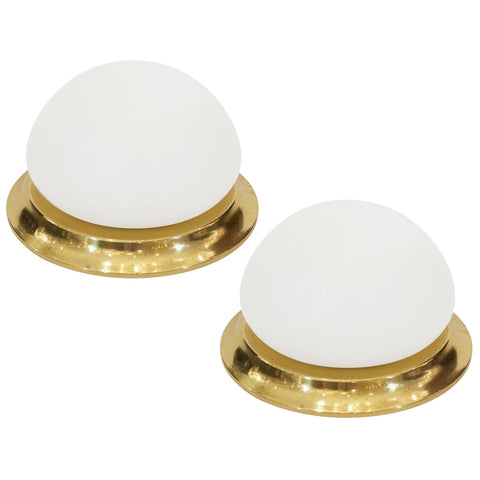 Opal Glass & Brass Flush Mount by RZB Leuchten