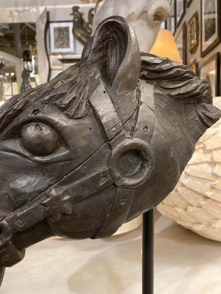 19th Century American Carved Wood Horse Head