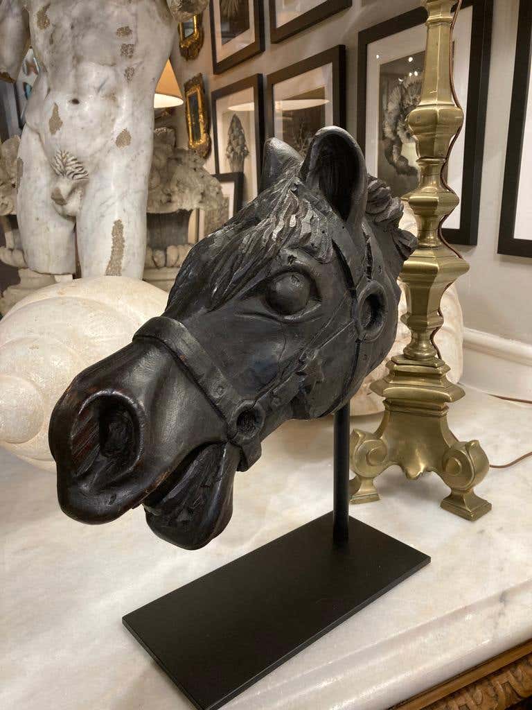 19th Century American Carved Wood Horse Head
