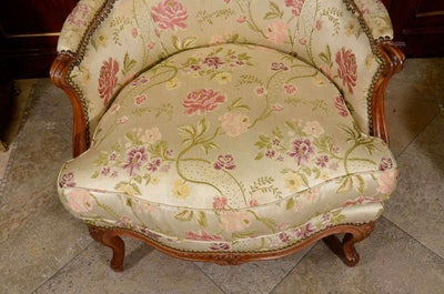 Pair of French Louis XV Walnut Bergere Chairs