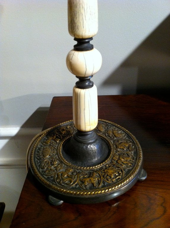 Bone and Gilt Pewter Lamp