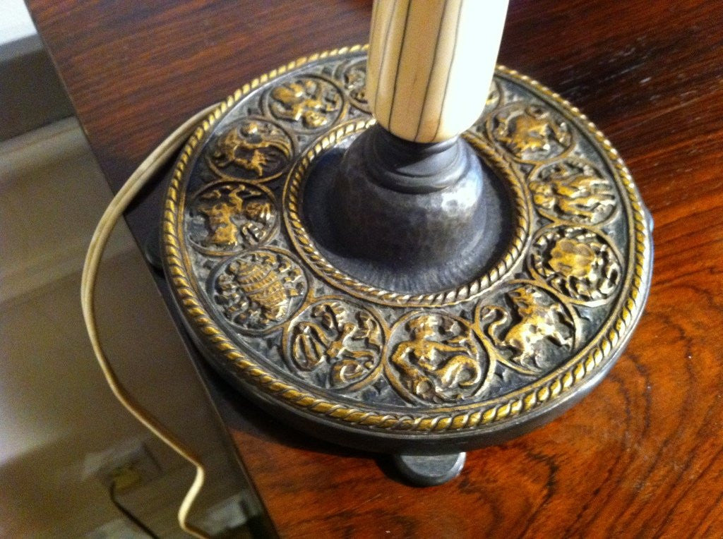 Bone and Gilt Pewter Lamp