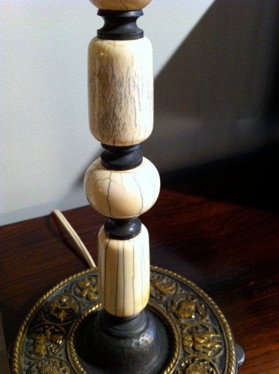 Bone and Gilt Pewter Lamp