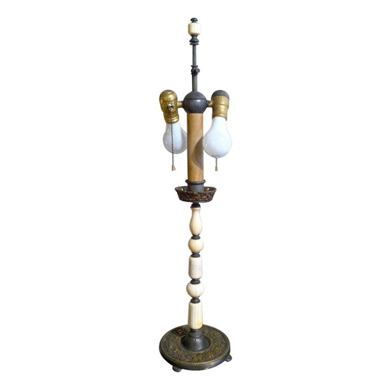 Bone and Gilt Pewter Lamp