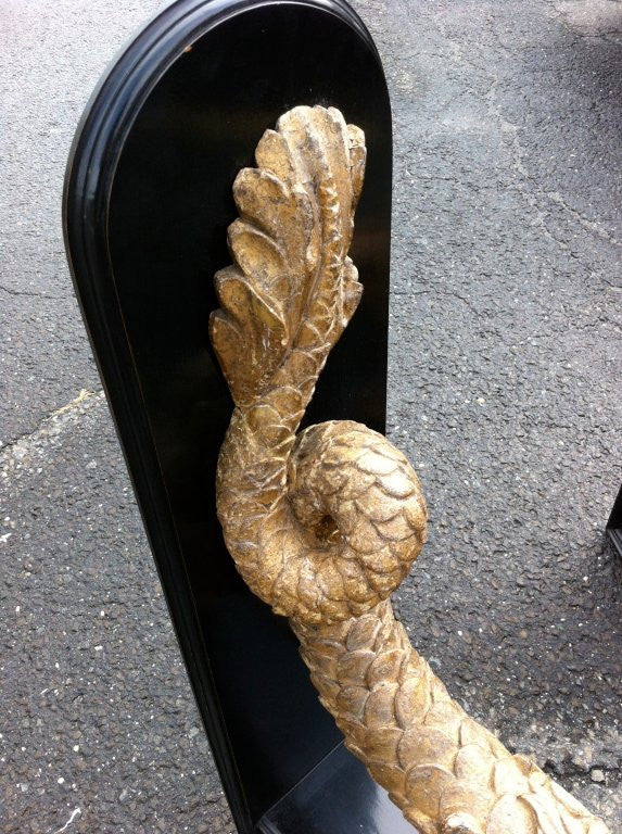 Pair Carved Giltwood Dragons