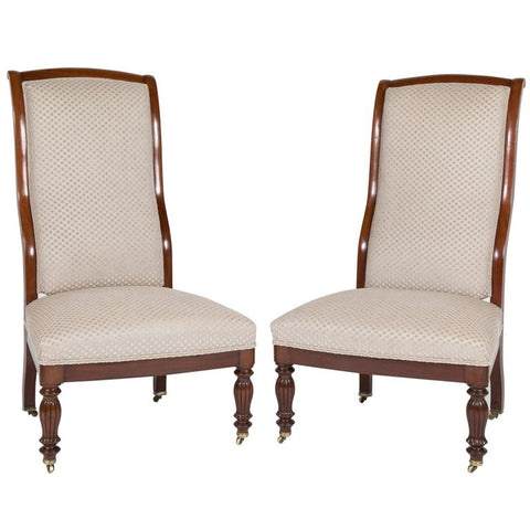 Matched Pair of Early Louis Philippe Mahogany Slipper Chairs