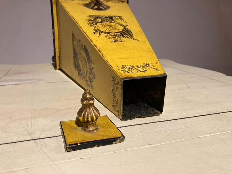Italian Yellow Tole Obelisk Urn with Paw Feet