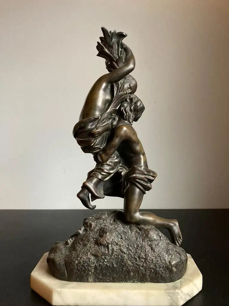 19th Century German Bronze Group on Marble Plinth