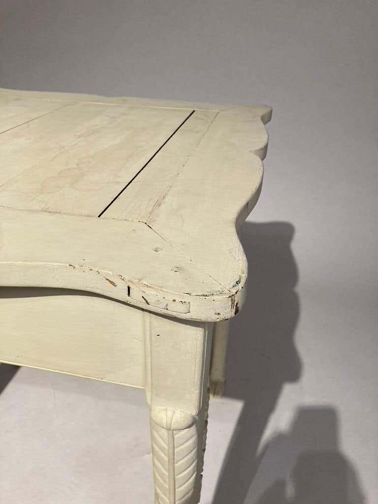 French Provincial Painted Side Table with Hoof Feet