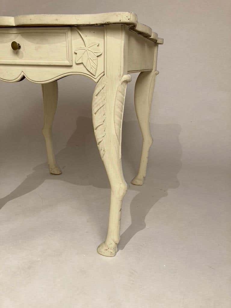 French Provincial Painted Side Table with Hoof Feet