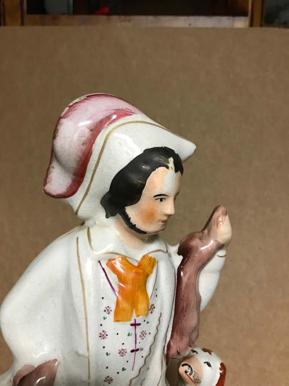 19th Century English Staffordshire Hunter with Dog, Rabbits and Game